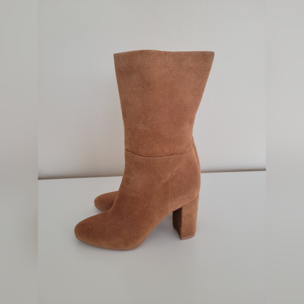Chinese Laundry Tan Suede Mid Calf Boots Size 5.5